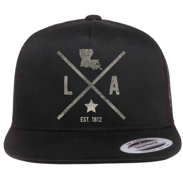 Vintage Louisiana Home State Outline La Map Silhouette Flat Bill Trucker Hat