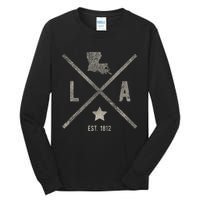 Vintage Louisiana Home State Outline La Map Silhouette Tall Long Sleeve T-Shirt