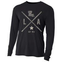 Vintage Louisiana Home State Outline La Map Silhouette Cooling Performance Long Sleeve Crew