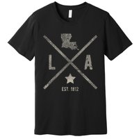 Vintage Louisiana Home State Outline La Map Silhouette Premium T-Shirt