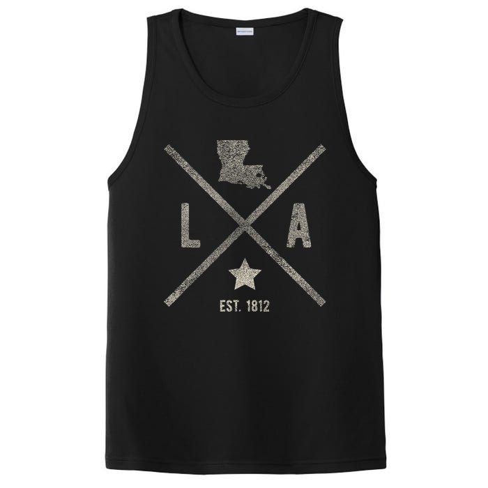 Vintage Louisiana Home State Outline La Map Silhouette PosiCharge Competitor Tank