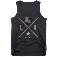 Vintage Louisiana Home State Outline La Map Silhouette Tank Top