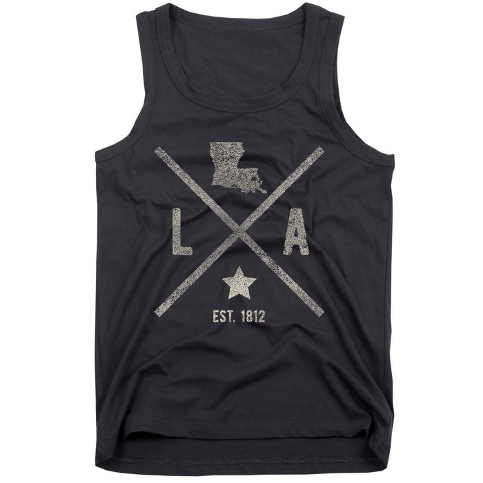 Vintage Louisiana Home State Outline La Map Silhouette Tank Top