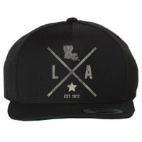 Vintage Louisiana Home State Outline La Map Silhouette Wool Snapback Cap