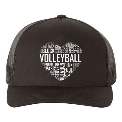 Volleyball Lover Heart Volley Gift For Players And Coaches Yupoong Adult 5-Panel Trucker Hat