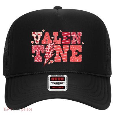Valentine Lettering Howdy ValentineS Day Gift High Crown Mesh Back Trucker Hat