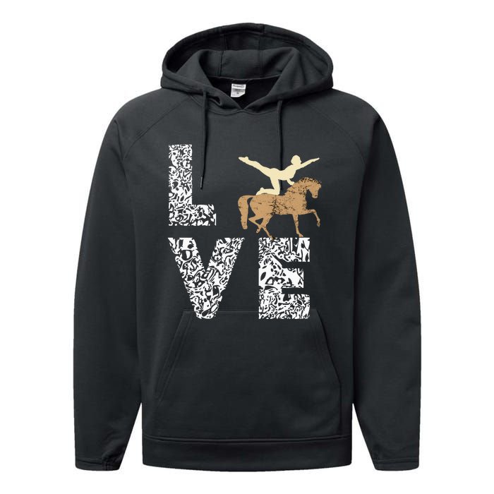 Vaulting Love Horseback Equestrian Horse Riding Acrobatics Performance Fleece Hoodie