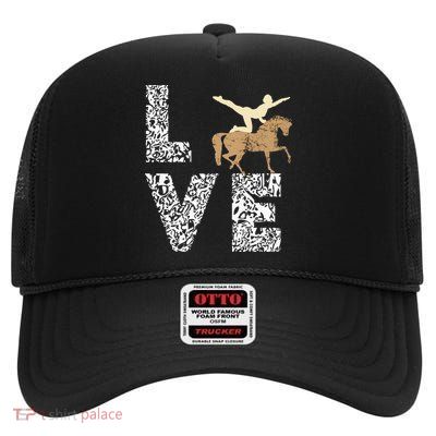 Vaulting Love Horseback Equestrian Horse Riding Acrobatics High Crown Mesh Back Trucker Hat