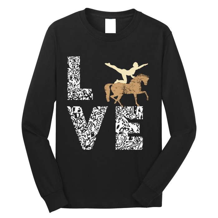 Vaulting Love Horseback Equestrian Horse Riding Acrobatics Long Sleeve Shirt