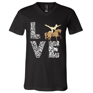 Vaulting Love Horseback Equestrian Horse Riding Acrobatics V-Neck T-Shirt