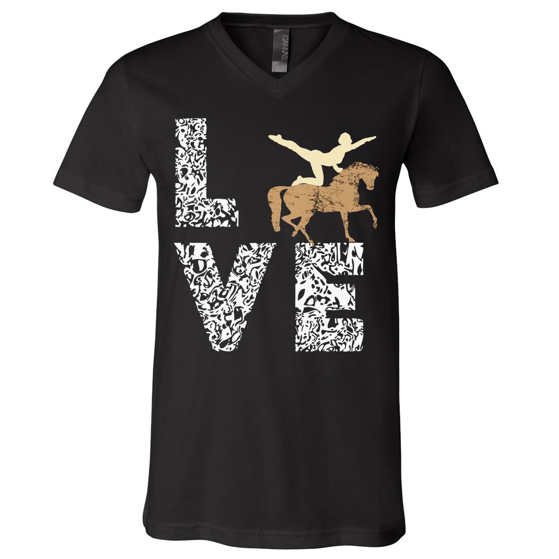 Vaulting Love Horseback Equestrian Horse Riding Acrobatics V-Neck T-Shirt