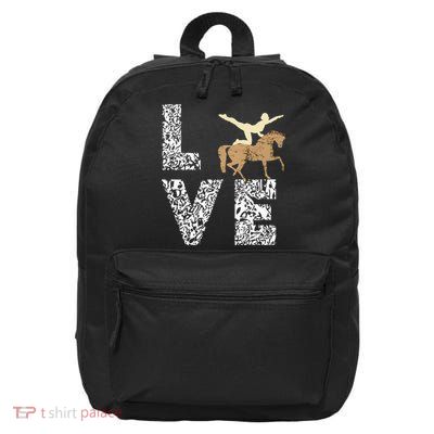 Vaulting Love Horseback Equestrian Horse Riding Acrobatics 16 in Basic Backpack