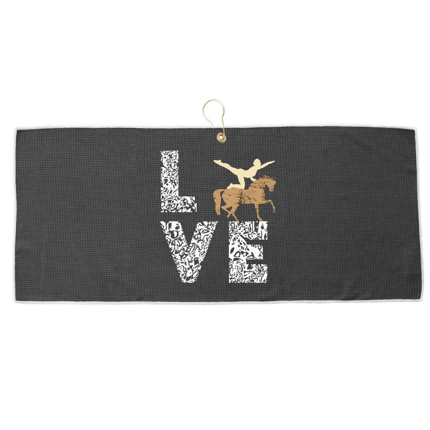Vaulting Love Horseback Equestrian Horse Riding Acrobatics Large Microfiber Waffle Golf Towel