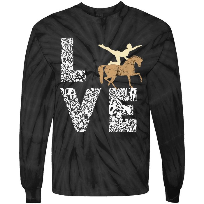 Vaulting Love Horseback Equestrian Horse Riding Acrobatics Tie-Dye Long Sleeve Shirt