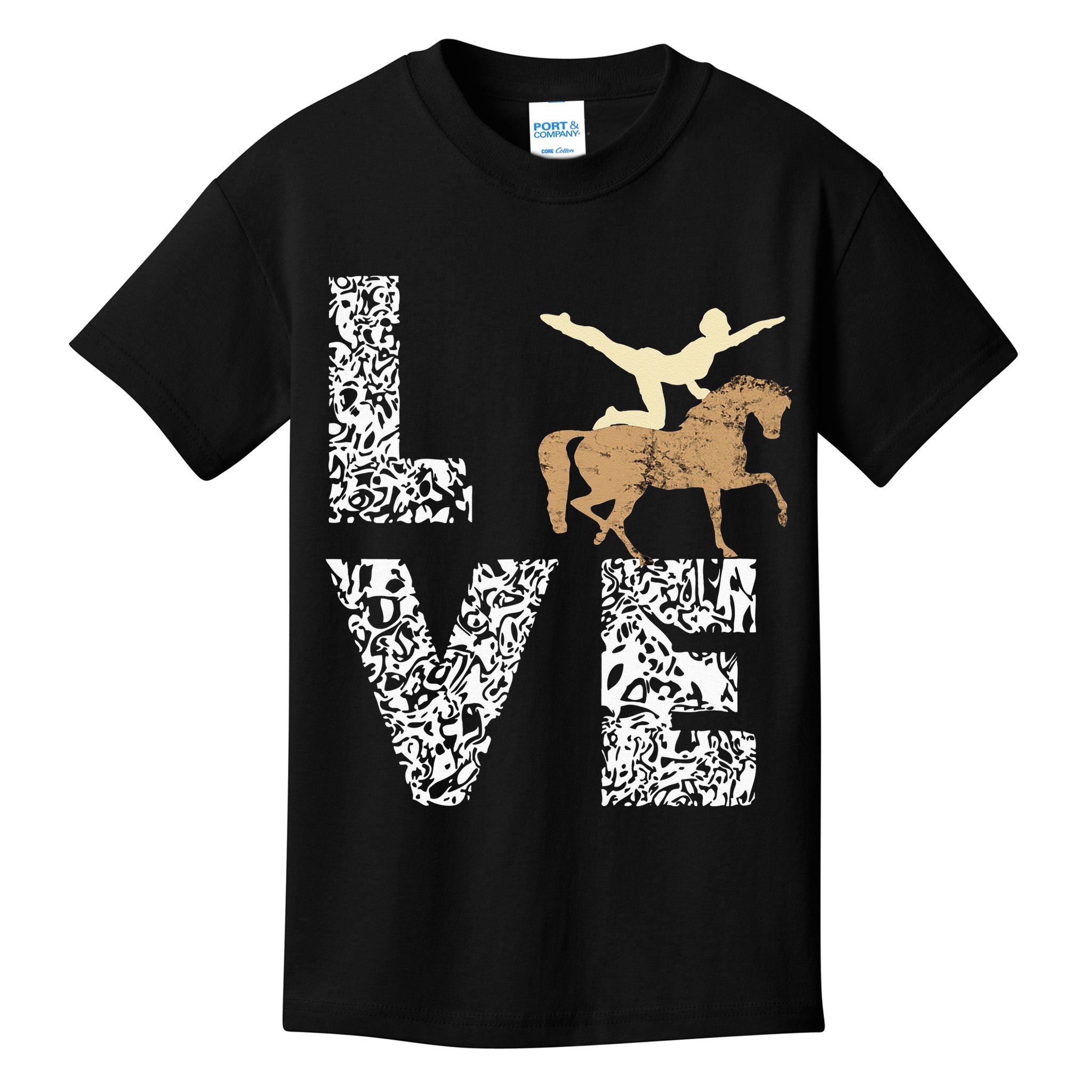 Vaulting Love Horseback Equestrian Horse Riding Acrobatics Kids T-Shirt