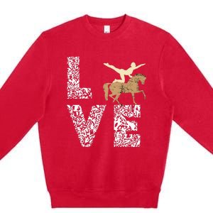 Vaulting Love Horseback Equestrian Horse Riding Acrobatics Premium Crewneck Sweatshirt