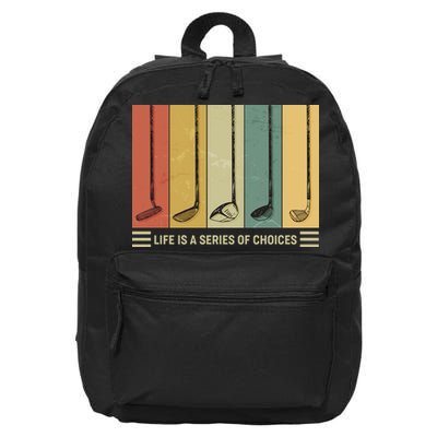 Vintage Life Is A Series Of Choices Golfing Fan 16 in Basic Backpack