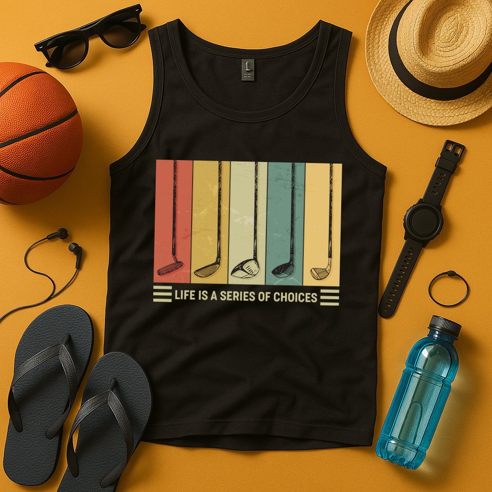 Vintage Life Is A Series Of Choices Golfing Fan Tank Top