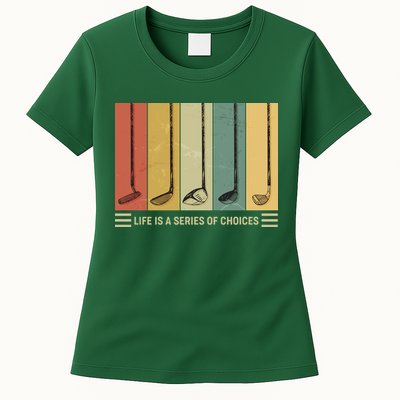 Vintage Life Is A Series Of Choices Golfing Fan Womens T-Shirt