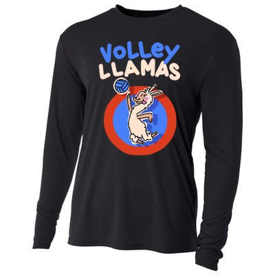 Volley Llamas I Funny Volleyball Lama Alpaca Cooling Performance Long Sleeve Crew