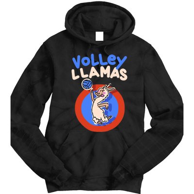 Volley Llamas I Funny Volleyball Lama Alpaca Tie Dye Hoodie