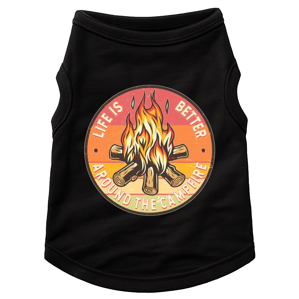 Vintage Life Is Better Around The Campfire Emblem Doggie Tank