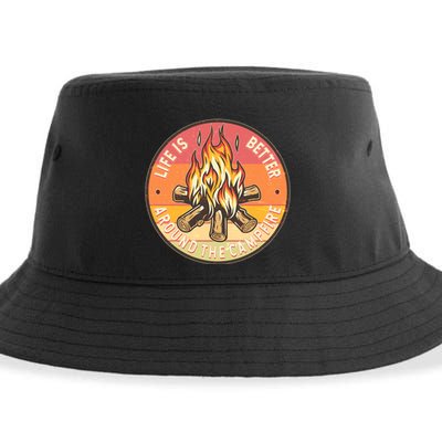 Vintage Life Is Better Around The Campfire Emblem Sustainable Bucket Hat