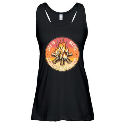 Vintage Life Is Better Around The Campfire Emblem Ladies Essential Flowy Tank