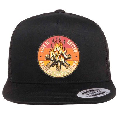Vintage Life Is Better Around The Campfire Emblem Flatbill Hat