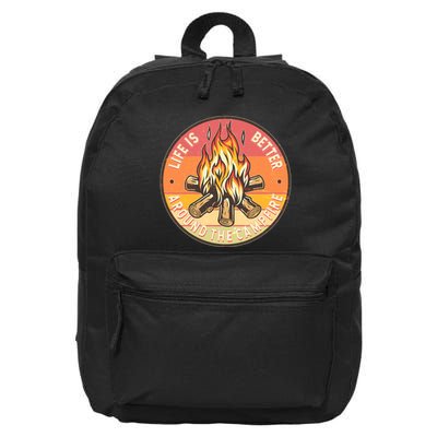 Vintage Life Is Better Around The Campfire Emblem 16 in Basic Backpack