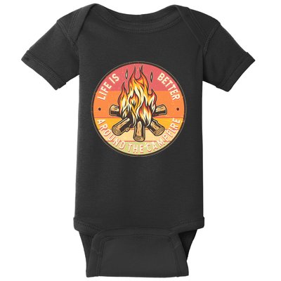 Vintage Life Is Better Around The Campfire Emblem Baby Bodysuit