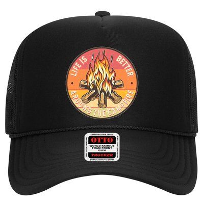 Vintage Life Is Better Around The Campfire Emblem Trucker Hat