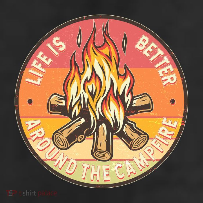 Vintage Life Is Better Around The Campfire Emblem Trucker Hat