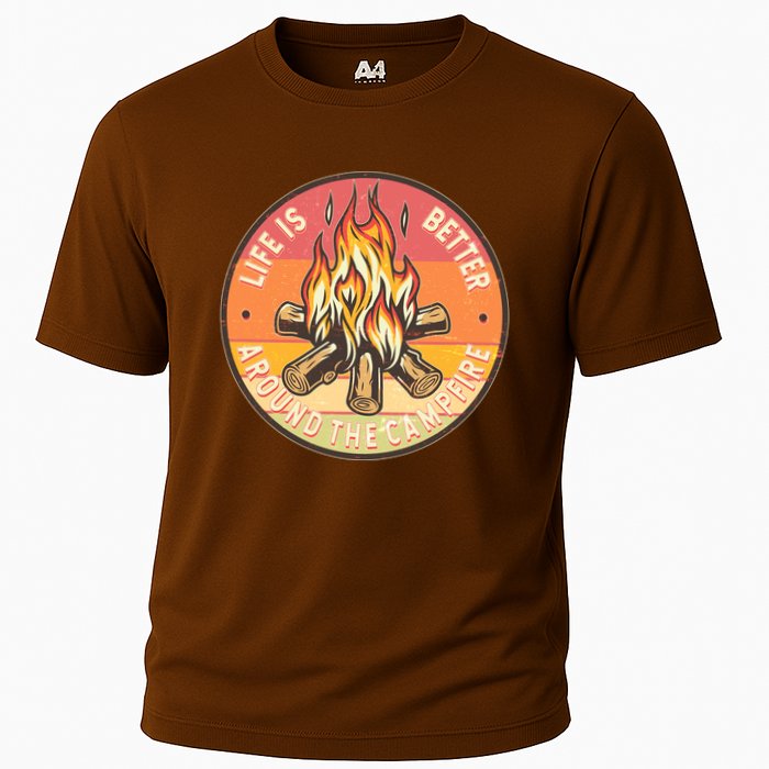 Vintage Life Is Better Around The Campfire Emblem Performance Shirt