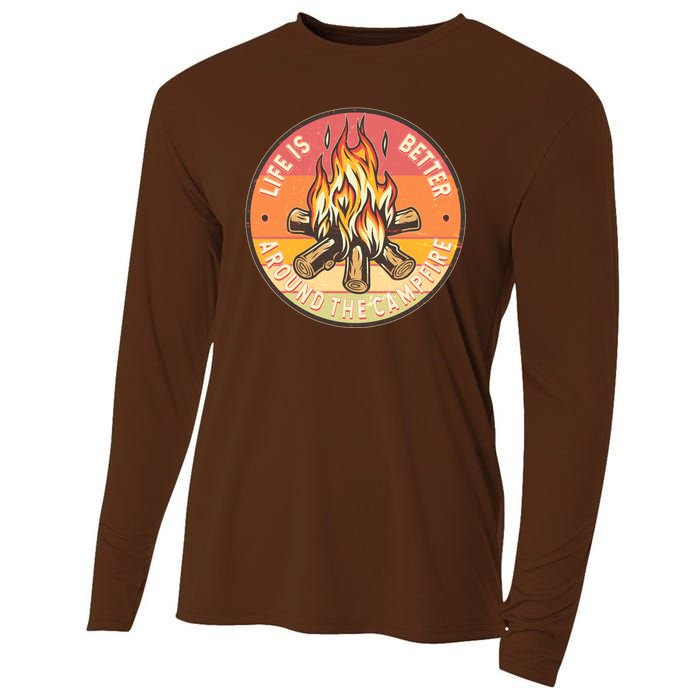 Vintage Life Is Better Around The Campfire Emblem Cooling Performance Long Sleeve Crew