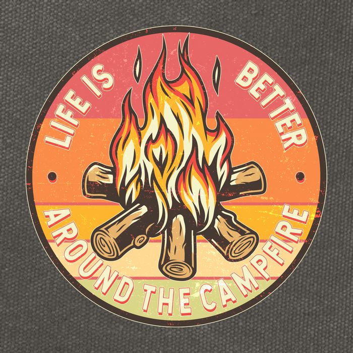 Vintage Life Is Better Around The Campfire Emblem Cotton Canvas Backpack