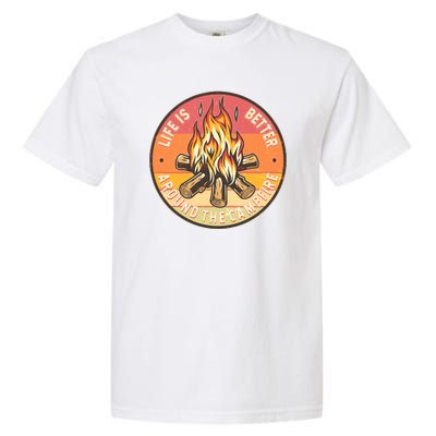 Vintage Life Is Better Around The Campfire Emblem Garment-Dyed Heavyweight T-Shirt