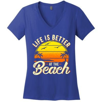 Vacation Life Is Better At The Beach Souvenir Cool Gift Women's V-Neck T-Shirt