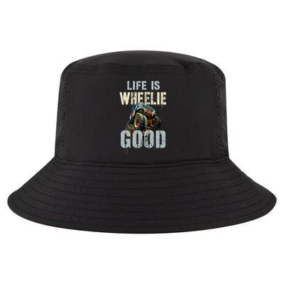 Vintage Life Is Wheelie Good Monster Truck Wheely Cool Dad Gift Cool Comfort Performance Bucket Hat