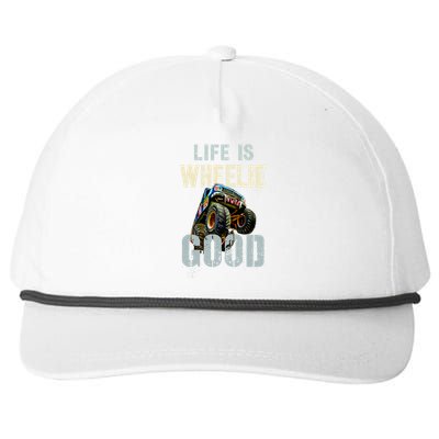 Vintage Life Is Wheelie Good Monster Truck Wheely Cool Dad Gift Snapback Five-Panel Rope Hat