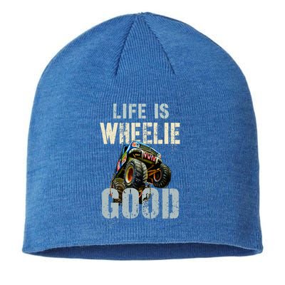 Vintage Life Is Wheelie Good Monster Truck Wheely Cool Dad Gift Sustainable Beanie