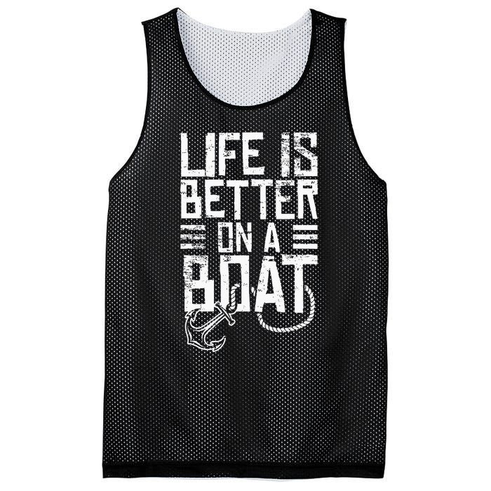 Vintage Life Is Better On A Boat Gift Sailing Fishing Mesh Reversible Basketball Jersey Tank