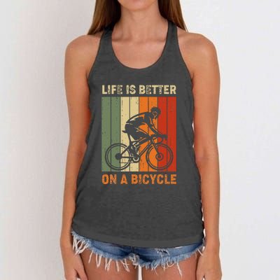 Vintage Life Is Better On A Bicycle Women's Knotted Racerback Tank