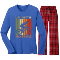 Vintage Life Is Better On A Bicycle Women's Long Sleeve Flannel Pajama Set 