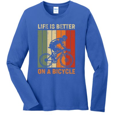 Vintage Life Is Better On A Bicycle Ladies Long Sleeve Shirt