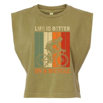 Vintage Life Is Better On A Bicycle Garment-Dyed Women's Muscle Tee