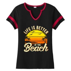 Vacation Life Is Better At The Beach Souvenir Gift Ladies Halftime Notch Neck Tee