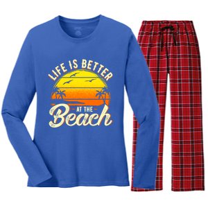 Vacation Life Is Better At The Beach Souvenir Gift Women's Long Sleeve Flannel Pajama Set 