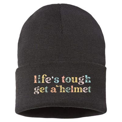 Vintage Life Is Tough Get A Helmet LifeS Tough Get A Helmet Sustainable Knit Beanie