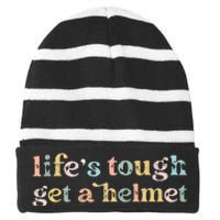 Vintage Life Is Tough Get A Helmet LifeS Tough Get A Helmet Striped Beanie with Solid Band